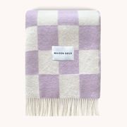 Maison Deux Checkerboard - Lilac | Large Reversible Wool Throw gallery detail image