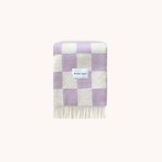Maison Deux Checkerboard - Lilac | Large Reversible Wool Throw gallery detail image