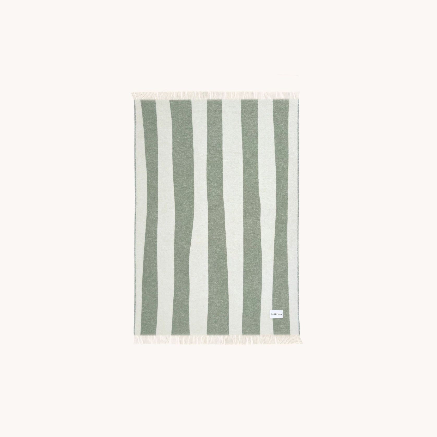 Maison Deux Rough Stripe - Agave | Large Reversible Wool Throw gallery detail image