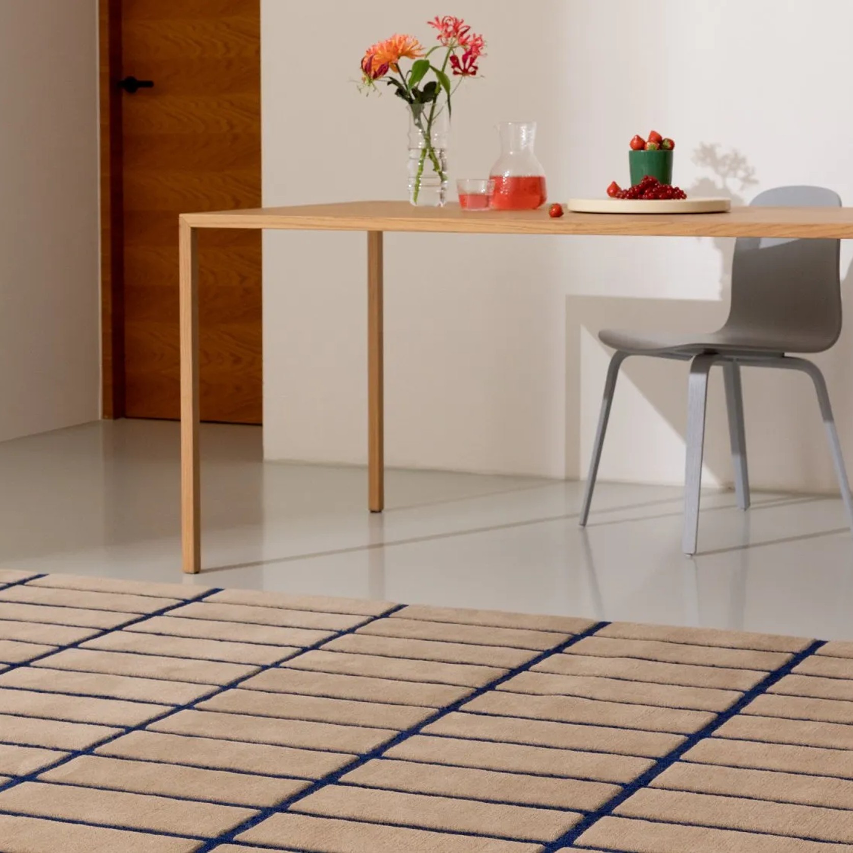 Marimekko Tiiliskivi - Bright Blue | 100% Wool Designer Floor Rug gallery detail image