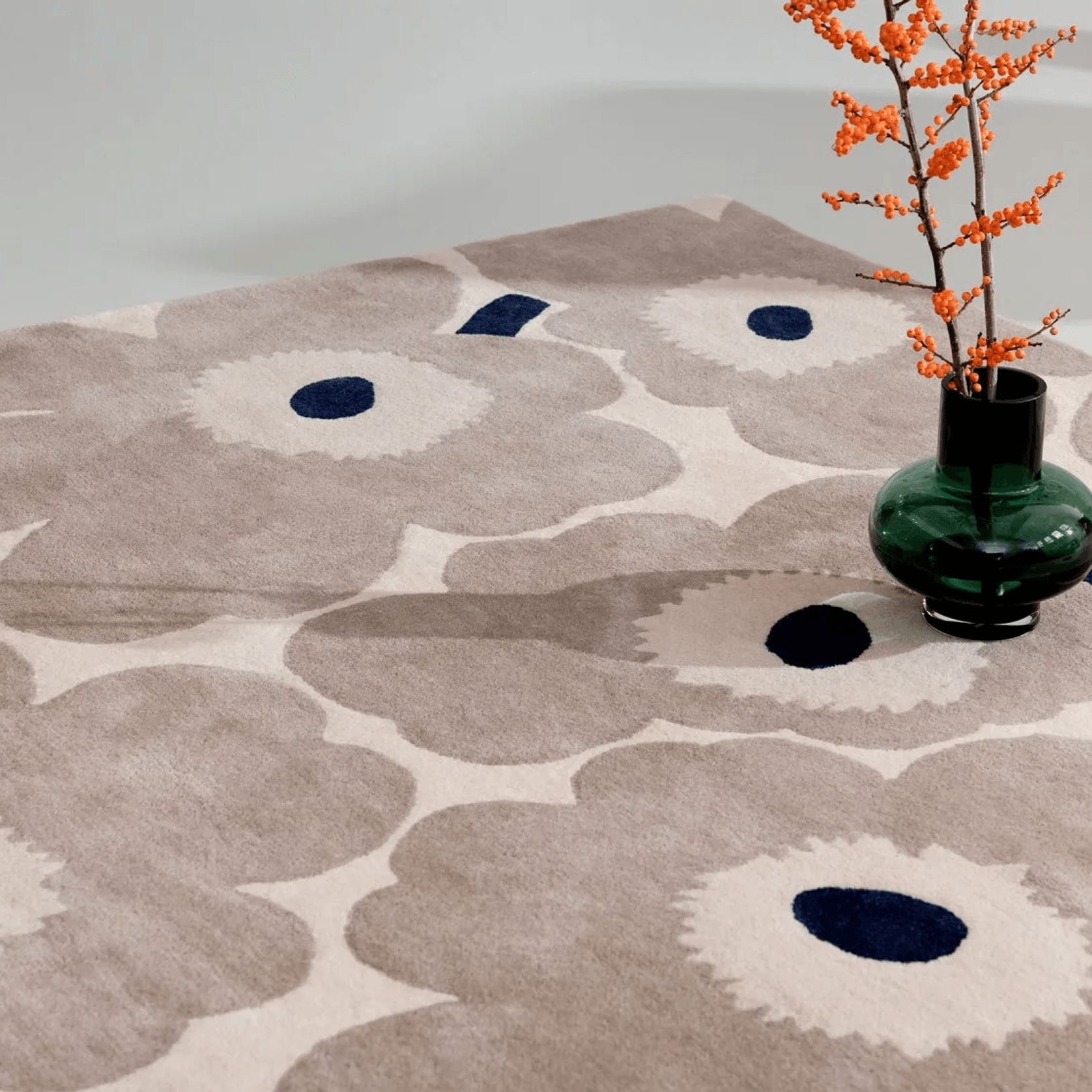 Marimekko Unikko - Greige | 100% Wool Designer Floor Rug gallery detail image