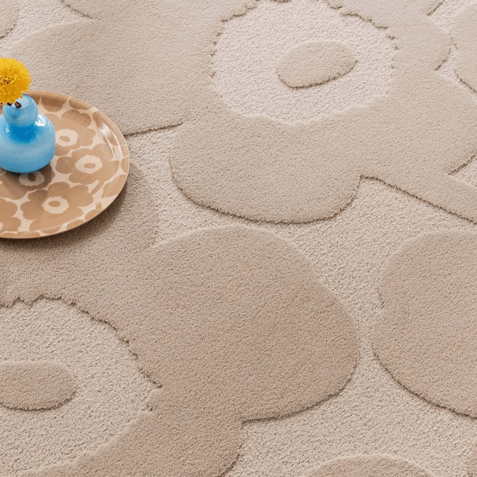 Marimekko Unikko - Light Beige | 100% Wool Designer Floor Rug gallery detail image