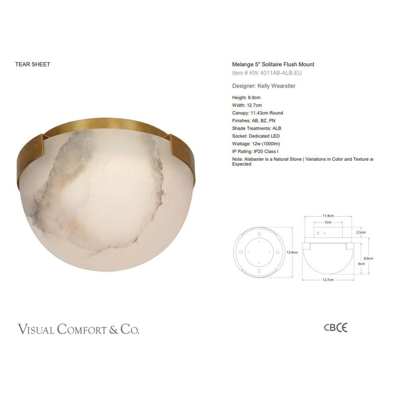 Visual Comfort Kelly Wearstler Melange 5 Solitaire Flush Mount gallery detail image