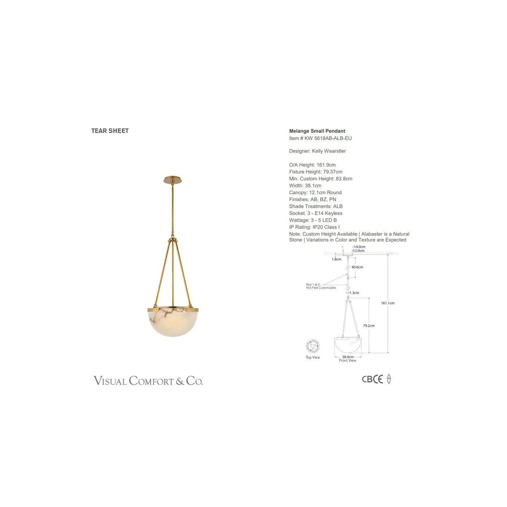 Visual Comfort Kelly Wearstler Melange Small Pendant 1 gallery detail image