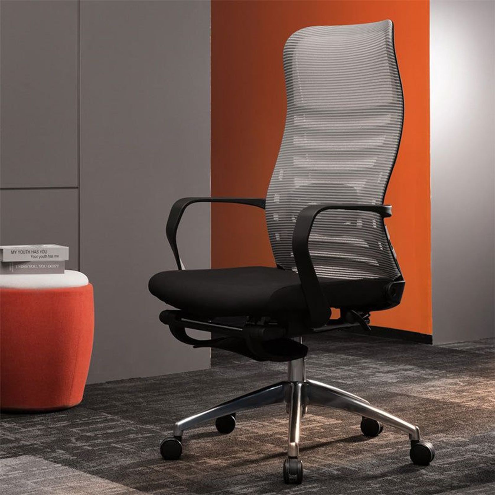STEN High Back Office Chair with Retractable Footrest - Black gallery detail image
