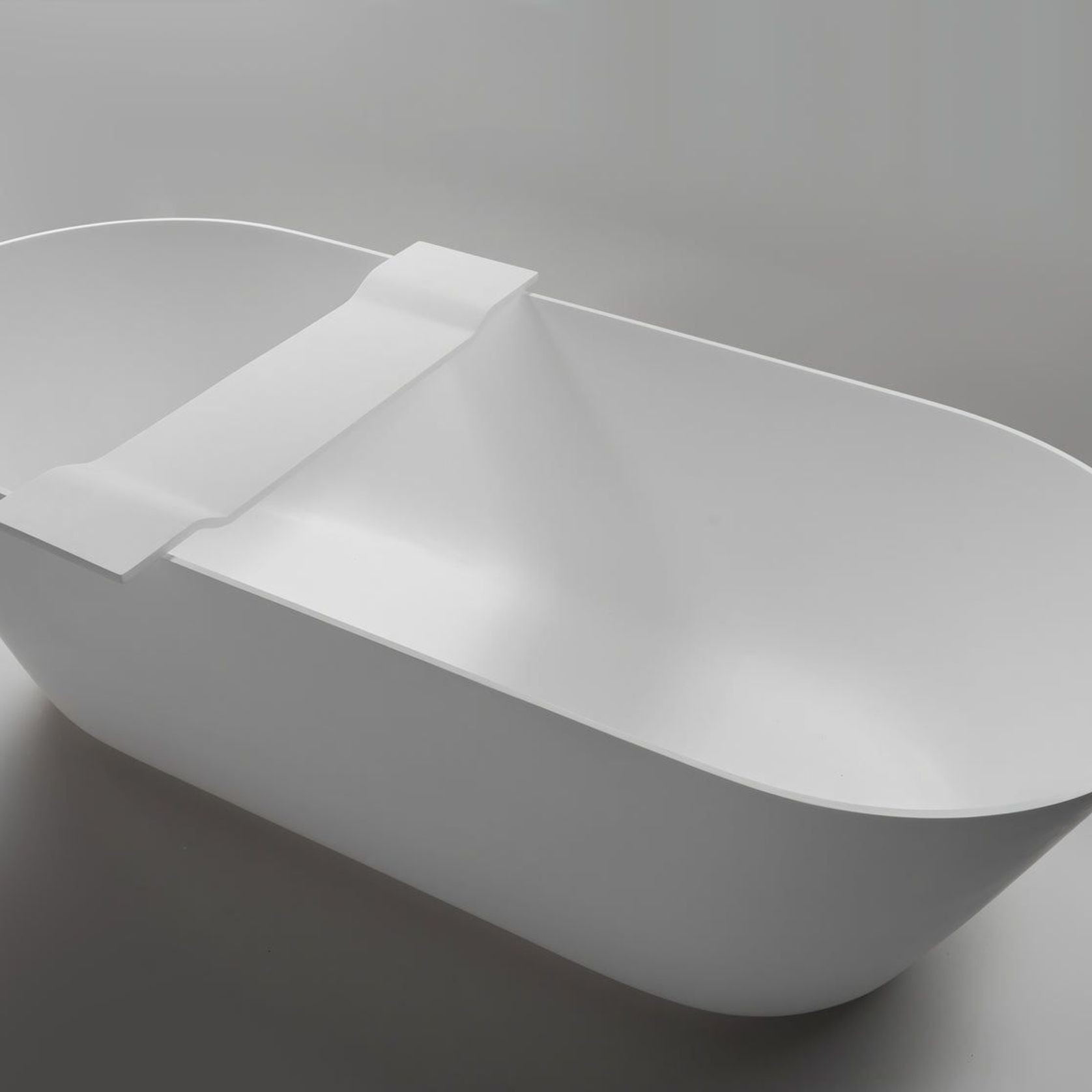 Messina Stone Bath Caddy in Matte White gallery detail image