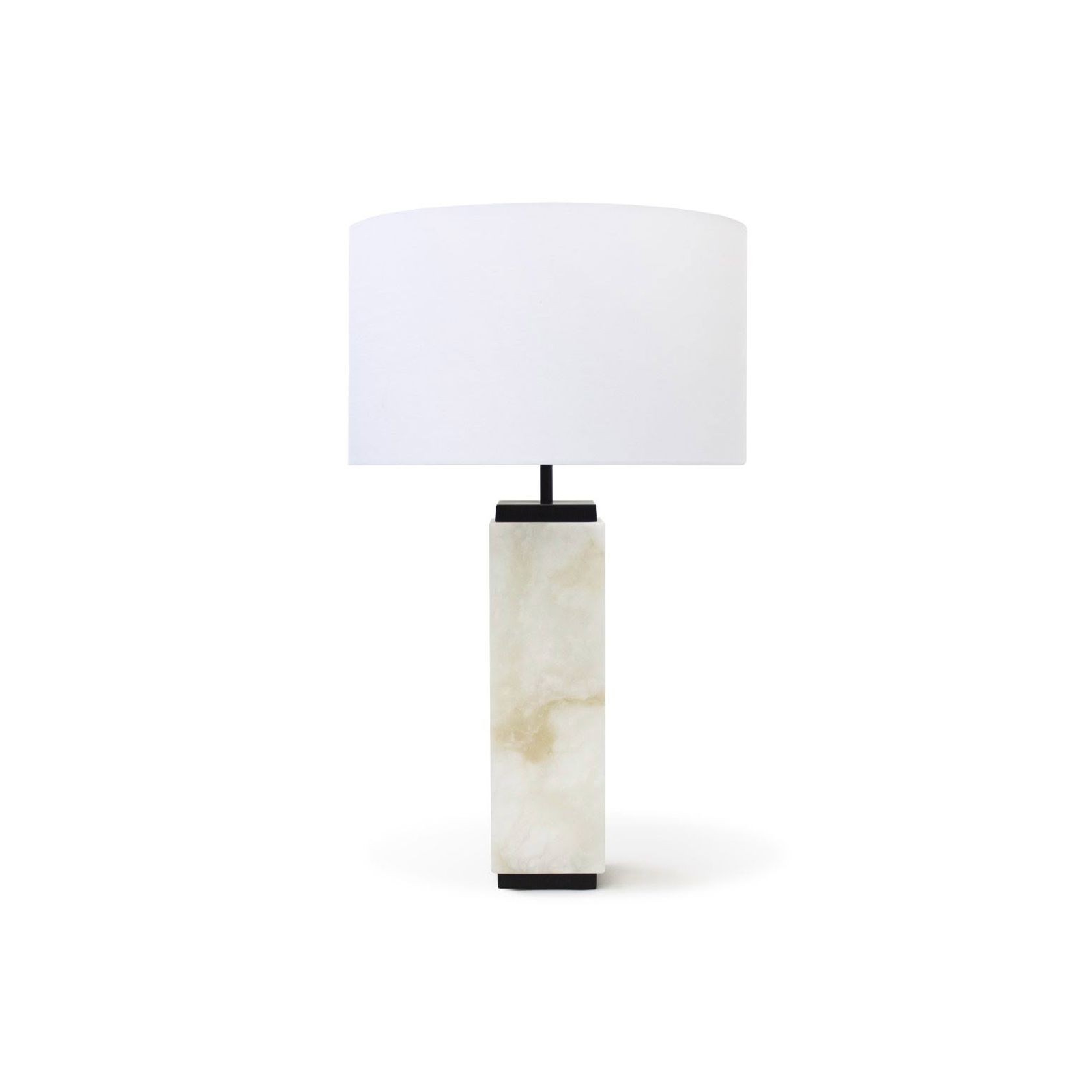 Milano Table Lamp - Alabaster & Black Base With White Chintz Shade gallery detail image