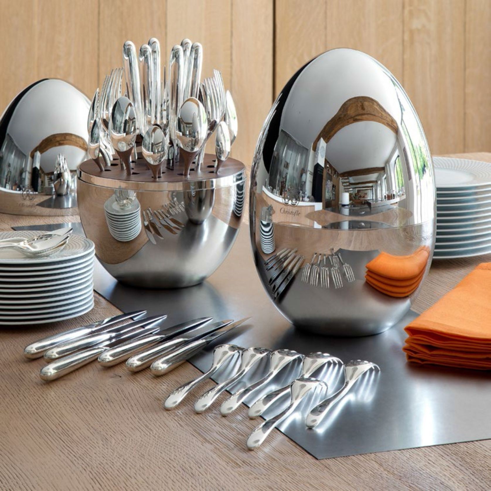 Mood Silver 24 Piece Cutlery Set in Egg gallery detail image