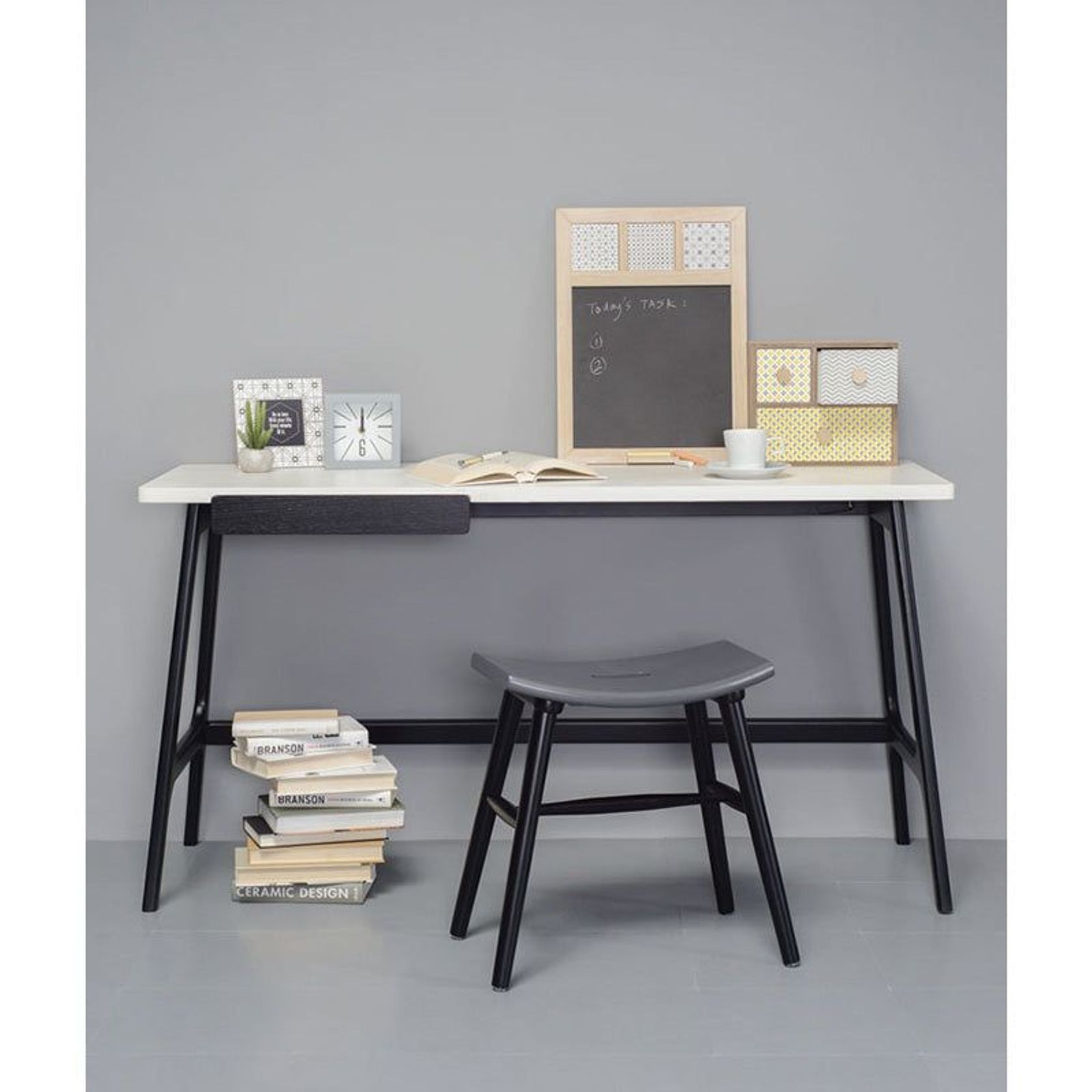 MOREY Study Desk - White & Black gallery detail image