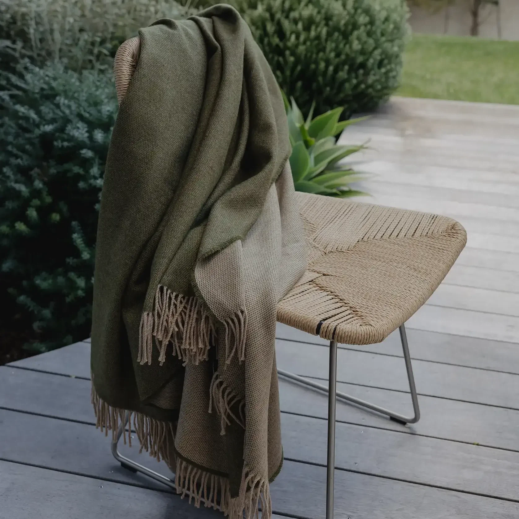 Weave Harris Merino Lambswool Throw - Moss gallery detail image