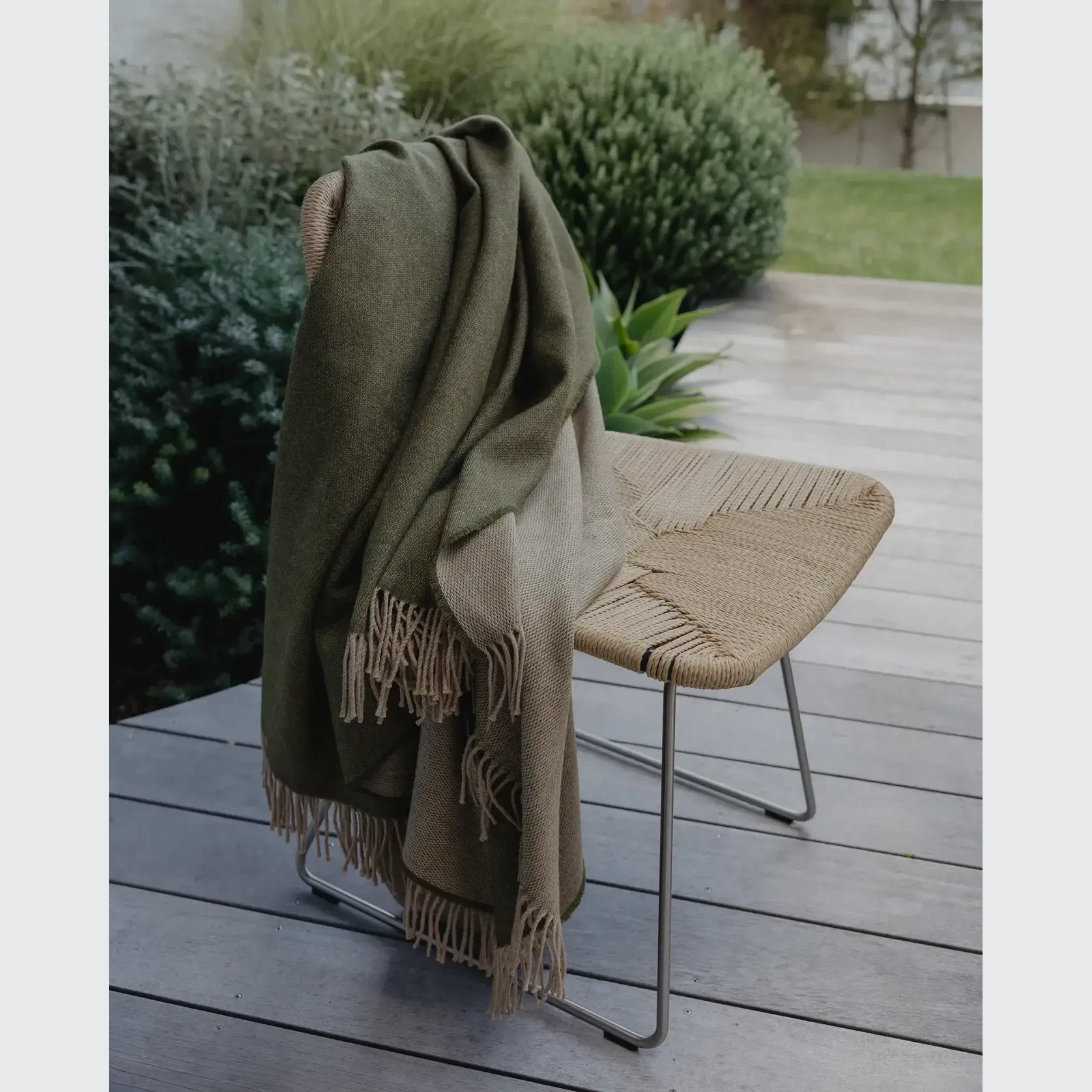 Weave Harris Merino Lambswool Throw - Moss gallery detail image