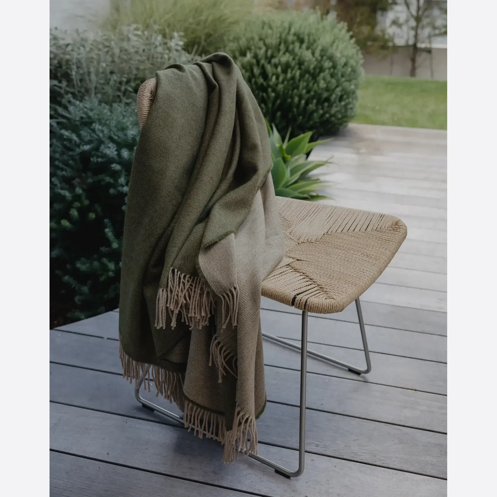 Weave Harris Merino Lambswool Throw - Moss gallery detail image