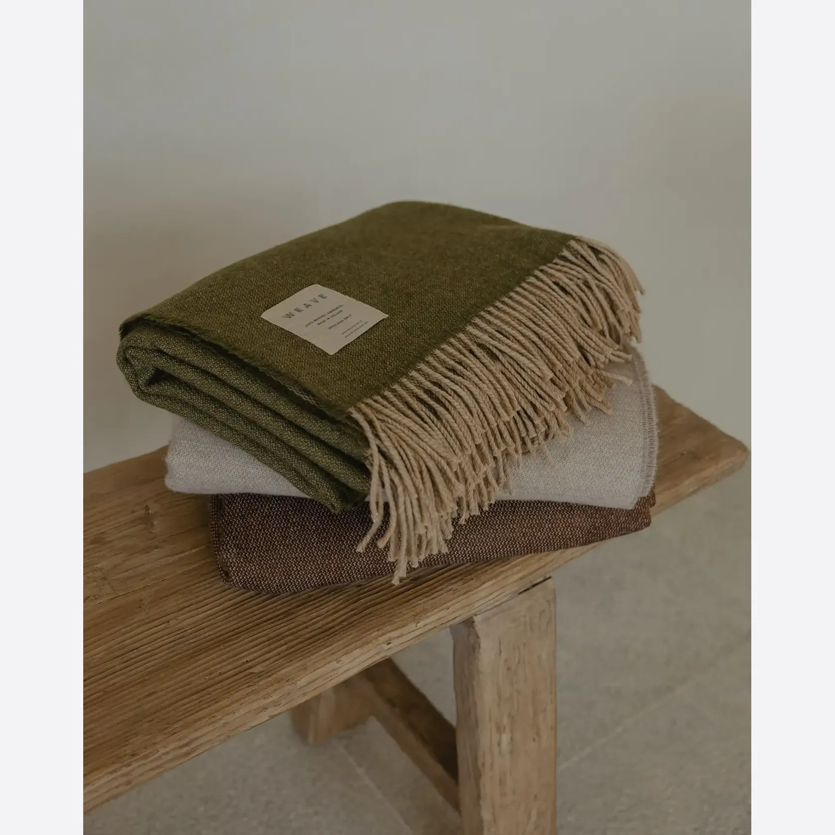Weave Harris Merino Lambswool Throw - Moss gallery detail image