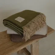 Weave Harris Merino Lambswool Throw - Moss gallery detail image