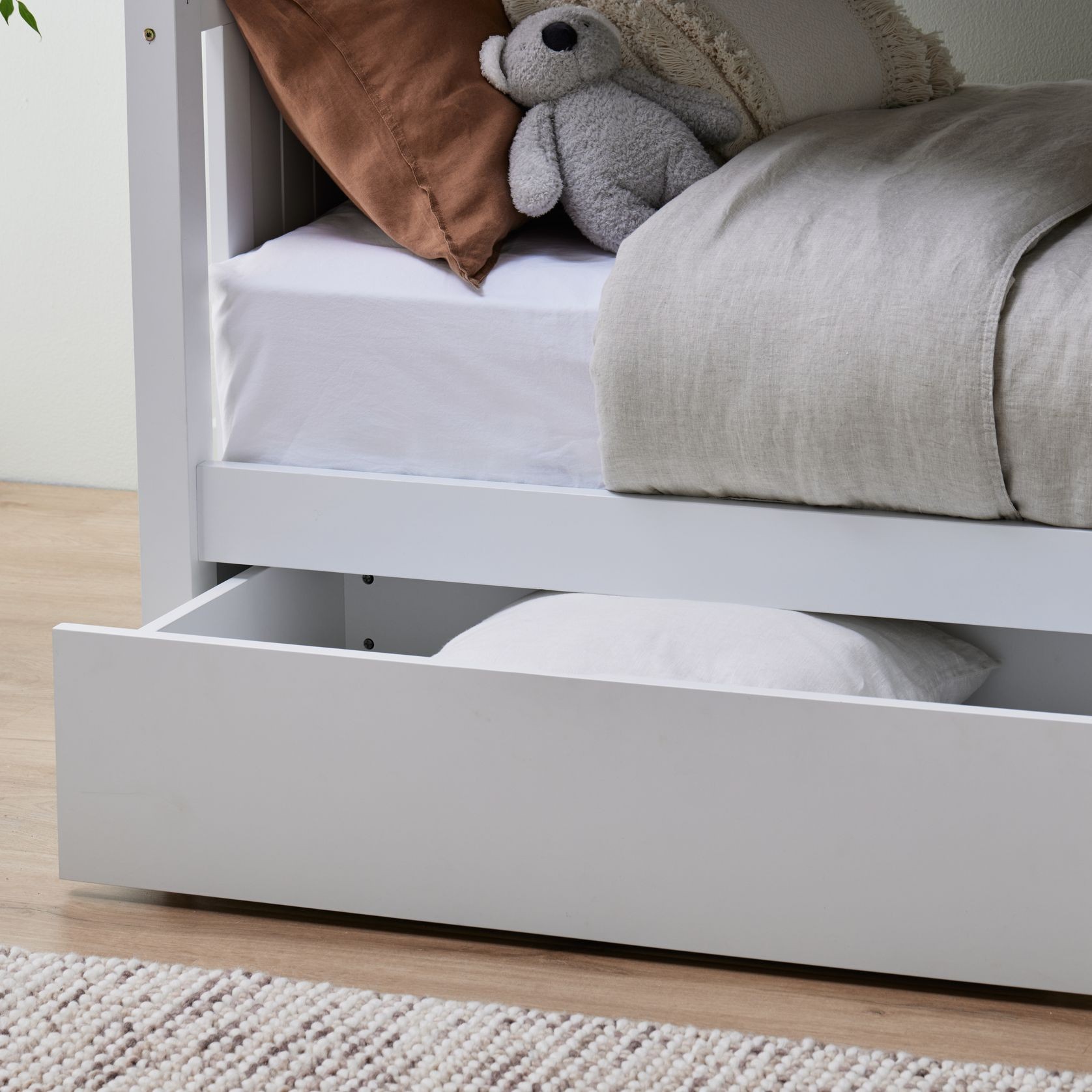 Myer White Single Bunk Bed with Storage | Hardwood Fram gallery detail image