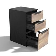 TRIBECA 3 Drawer Filing Cabinet - Warm Oak & Black gallery detail image