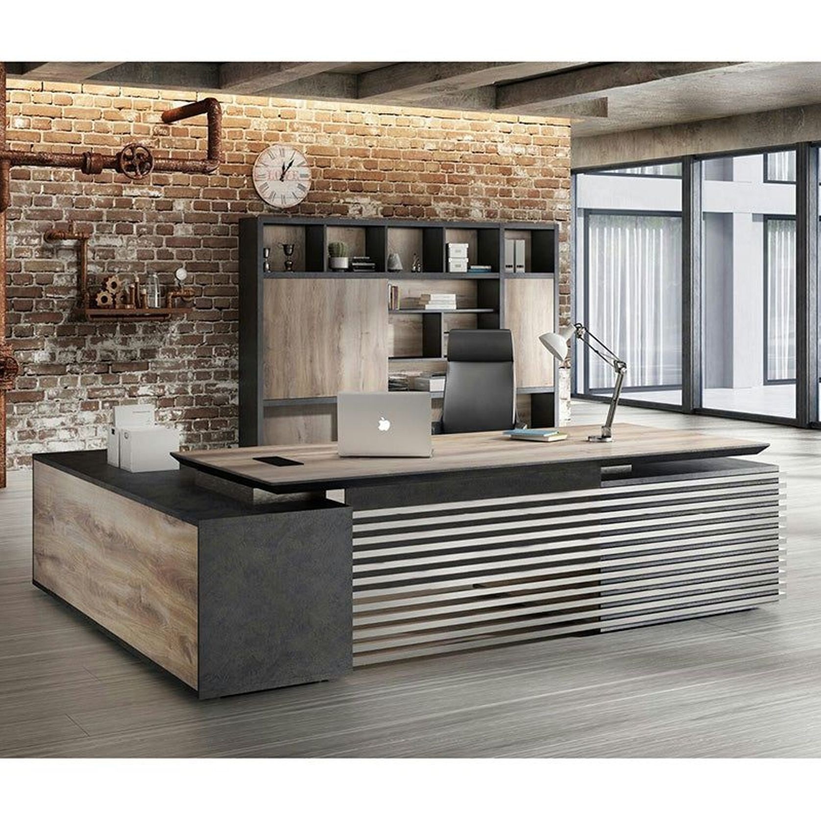 PHOENIX 2.0 - Sit Stand Electric Lift Executive Desk with Right Return 2.8m - Warm Oak & Black gallery detail image