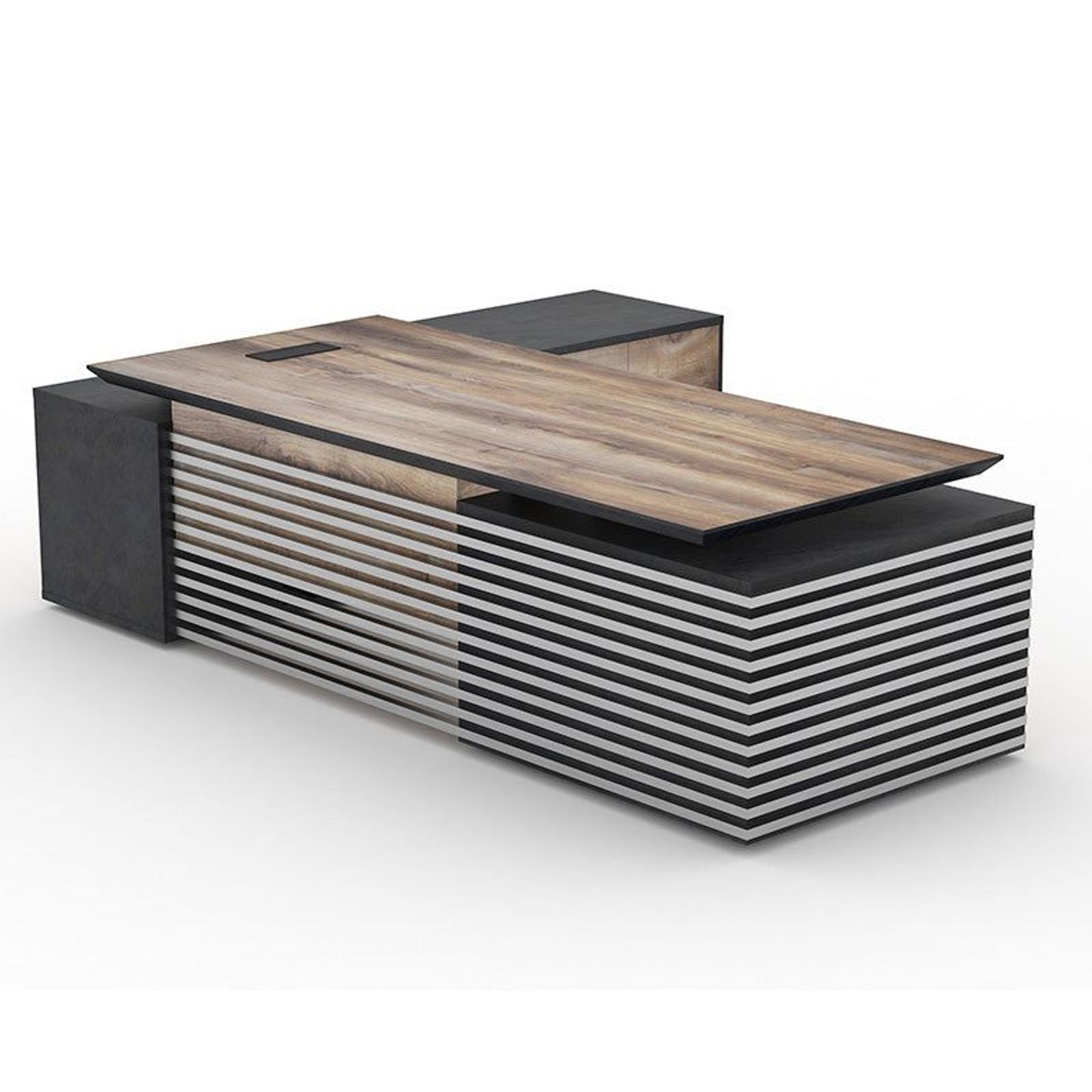 PHOENIX Executive Desk with Right Return 2.8M - Warm Oak & Black gallery detail image