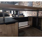 PHOENIX Sit & Stand Electric Lift Executive Desk with Right Return 1.8M - Warm Oak & Black gallery detail image