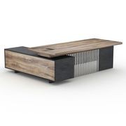 DAXTON Executive Desk with Right Return 2.4M - Warm Oak & Black gallery detail image