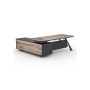EASTON Executive Desk with Right Return 2.2-2.4m - Warm Oak & Black gallery detail image