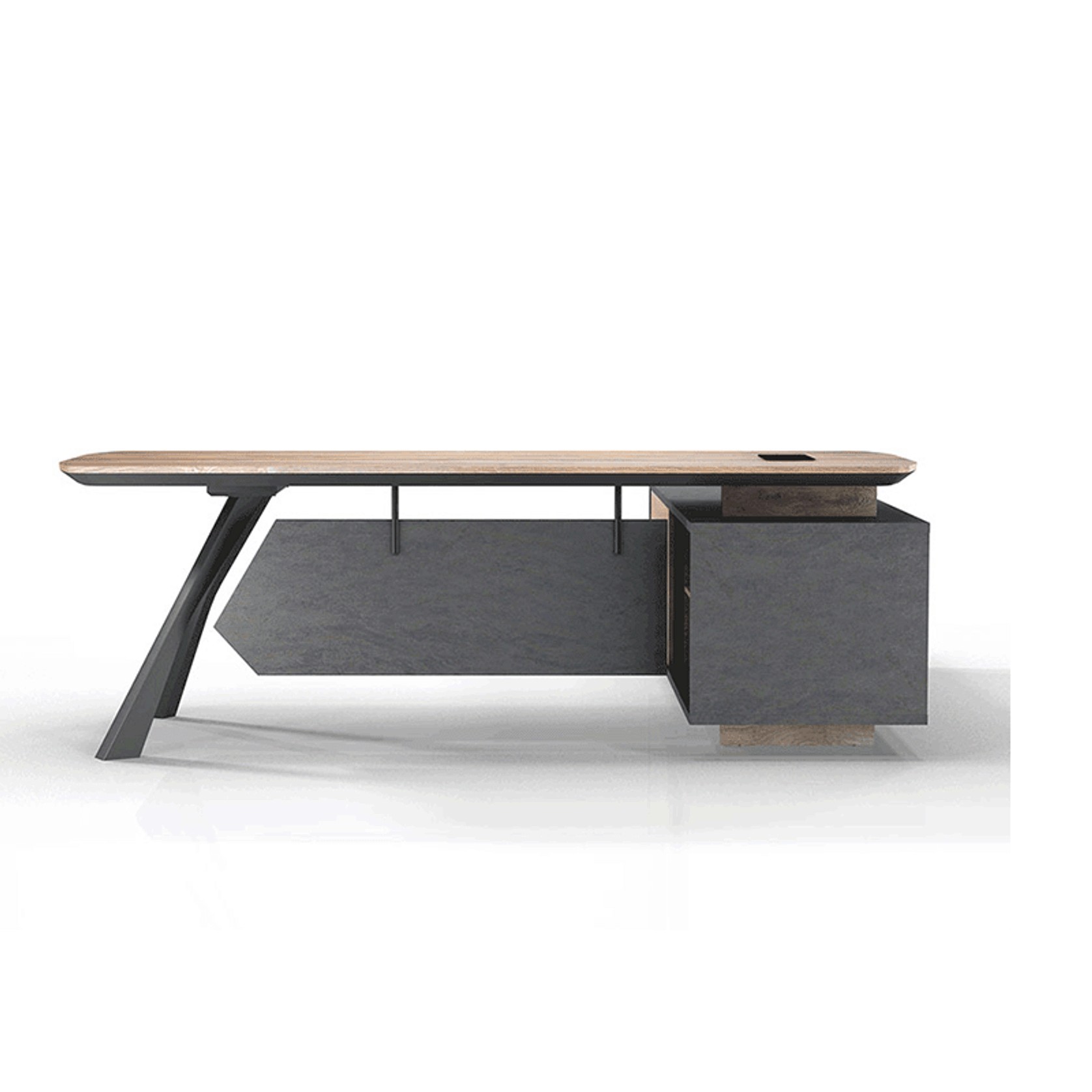 EASTON Executive Desk with Left Return 2.2-2.4m - Warm Oak & Black gallery detail image