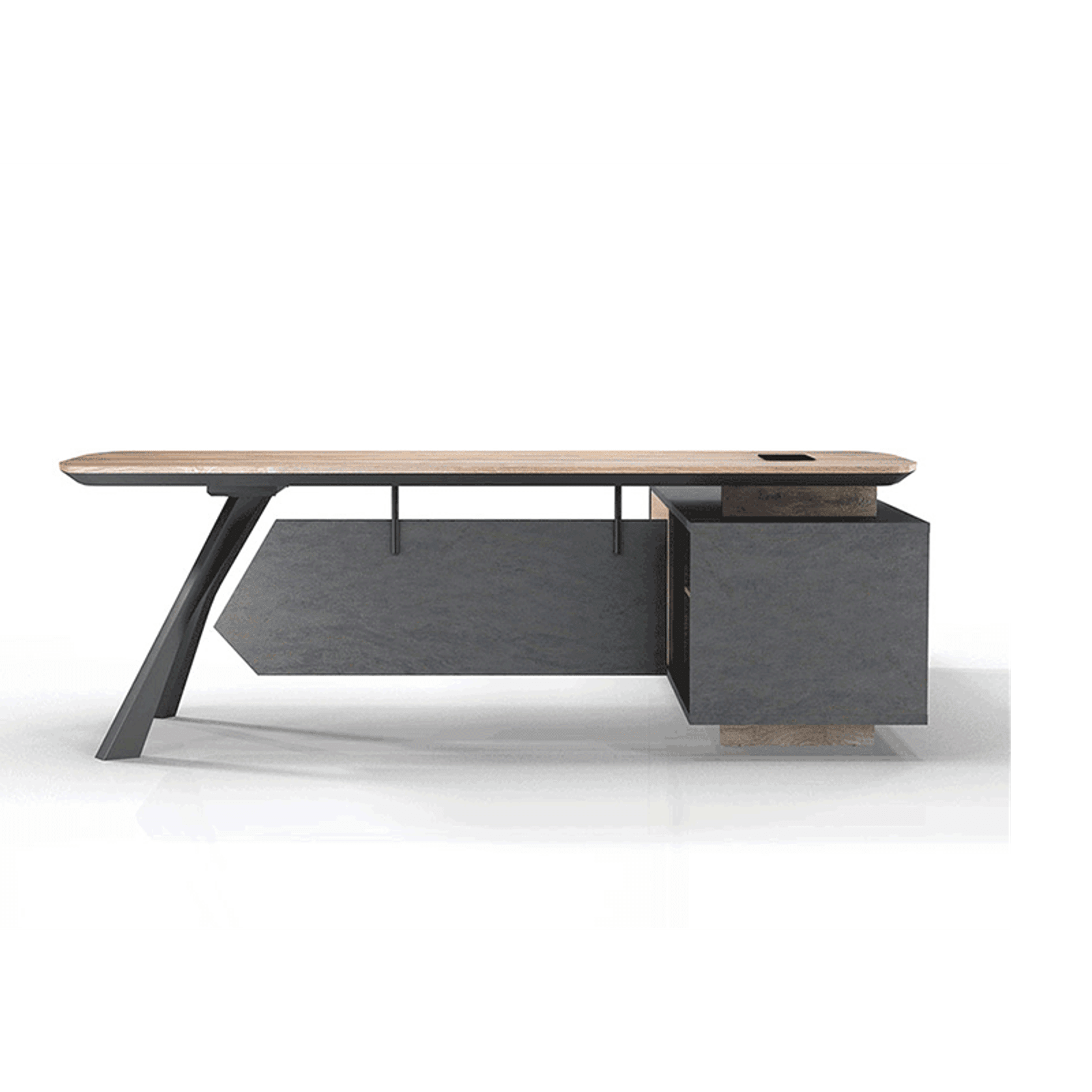EASTON Executive Desk with Left Return 2.2-2.4m - Warm Oak & Black gallery detail image