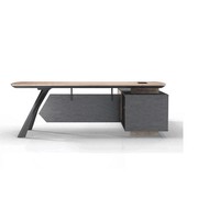 EASTON Executive Desk with Left Return 2.2-2.4m - Warm Oak & Black gallery detail image