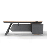 EASTON Executive Desk with Left Return 2.2-2.4m - Warm Oak & Black gallery detail image