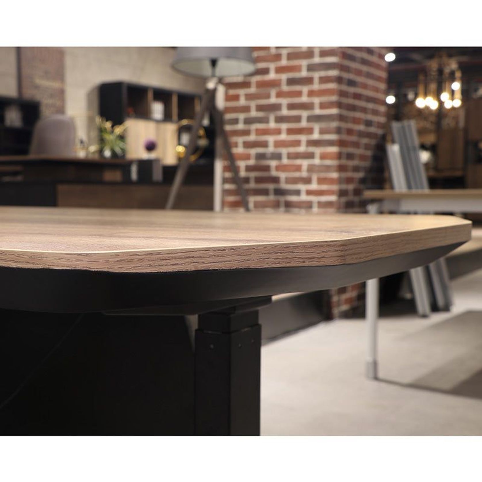 EASTON Sit Stand Electric Lift Executive Desk with Left Return 2.2m - Warm Oak & Black gallery detail image