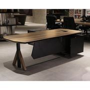 EASTON Sit Stand Electric Lift Executive Desk with Left Return 2.2m - Warm Oak & Black gallery detail image