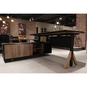EASTON Sit Stand Electric Lift Executive Desk with Left Return 2.2m - Warm Oak & Black gallery detail image