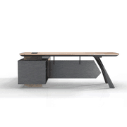 EASTON Executive Desk with Right Return 2.2-2.4m - Warm Oak & Black gallery detail image