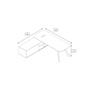 EASTON Executive Desk with Left Return 2.2-2.4m - Warm Oak & Black gallery detail image