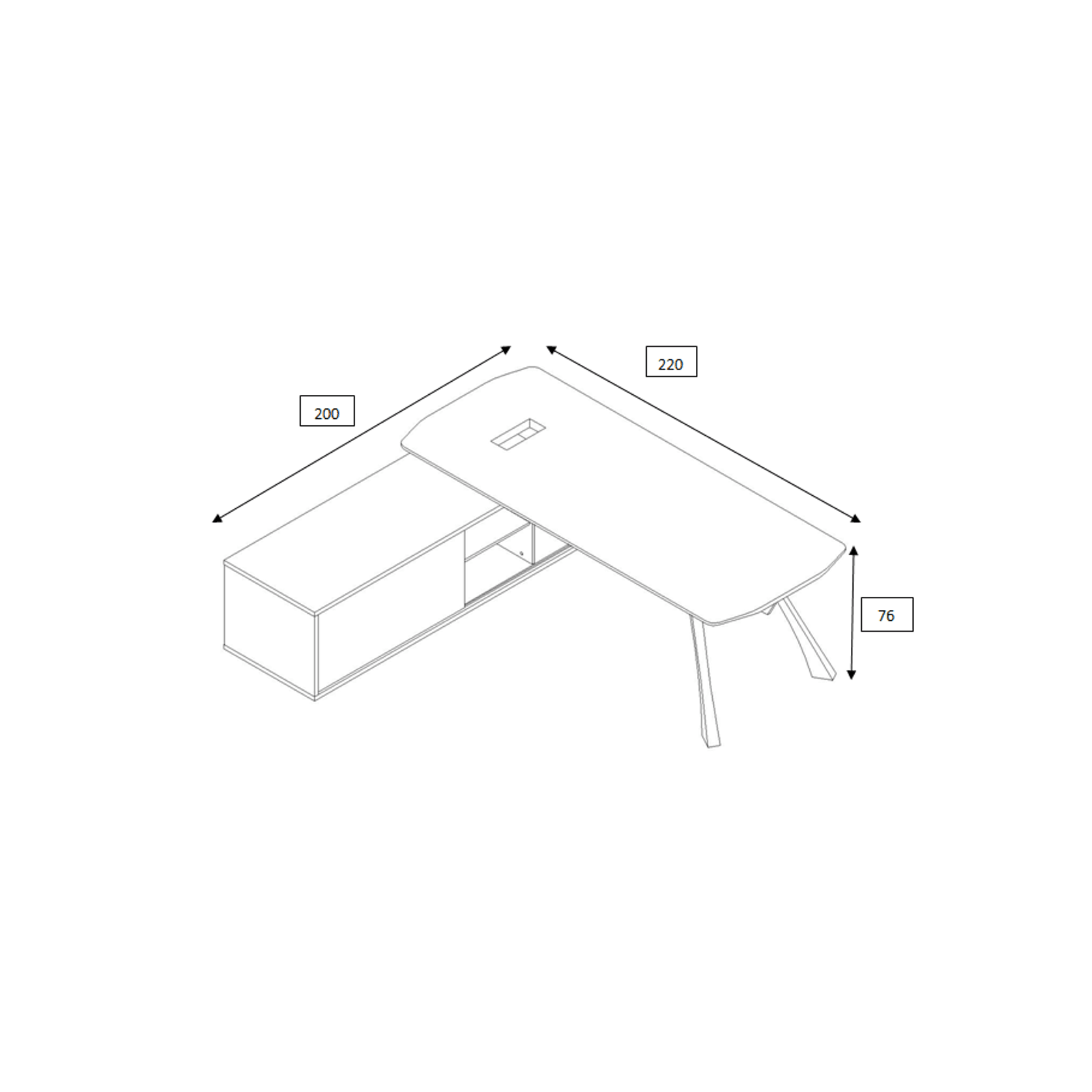 EASTON Executive Desk with Right Return 2.2-2.4m - Warm Oak & Black gallery detail image