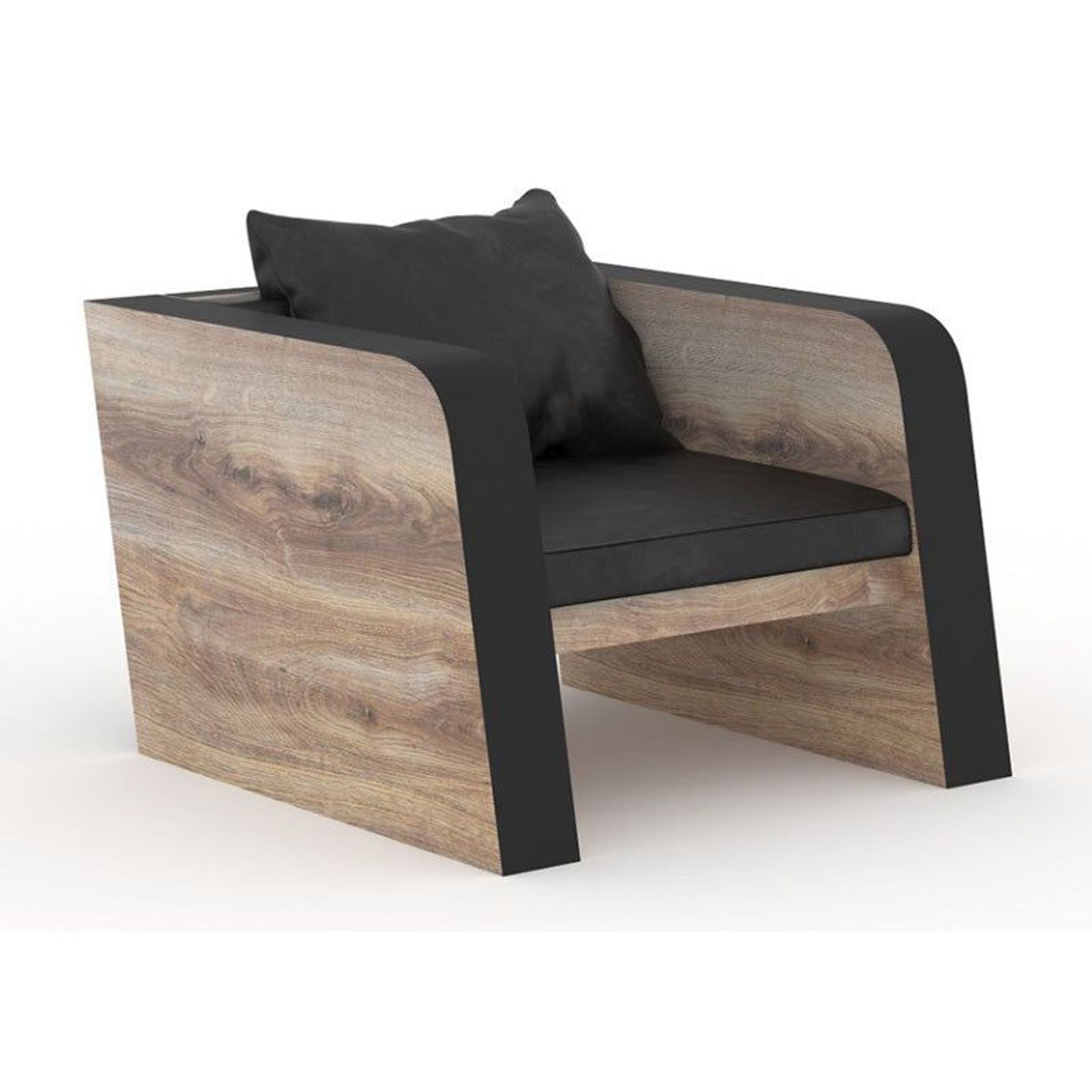 FRANCO Single Seater Sofa - Warm Oak & Black gallery detail image
