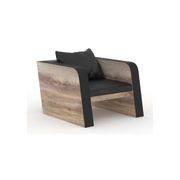 FRANCO Single Seater Sofa - Warm Oak & Black gallery detail image