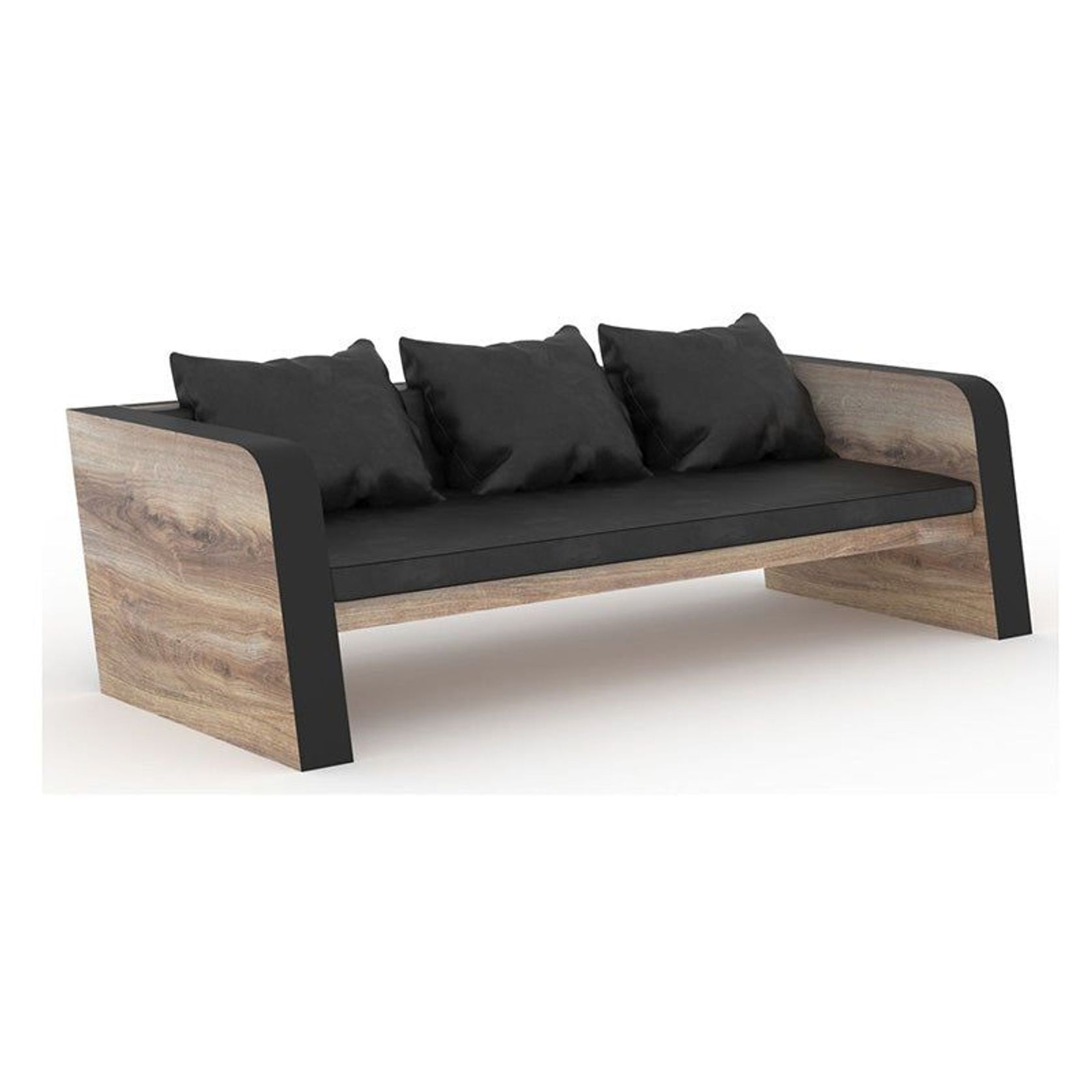 FRANCO Three Seater Sofa - Warm Oak & Black gallery detail image