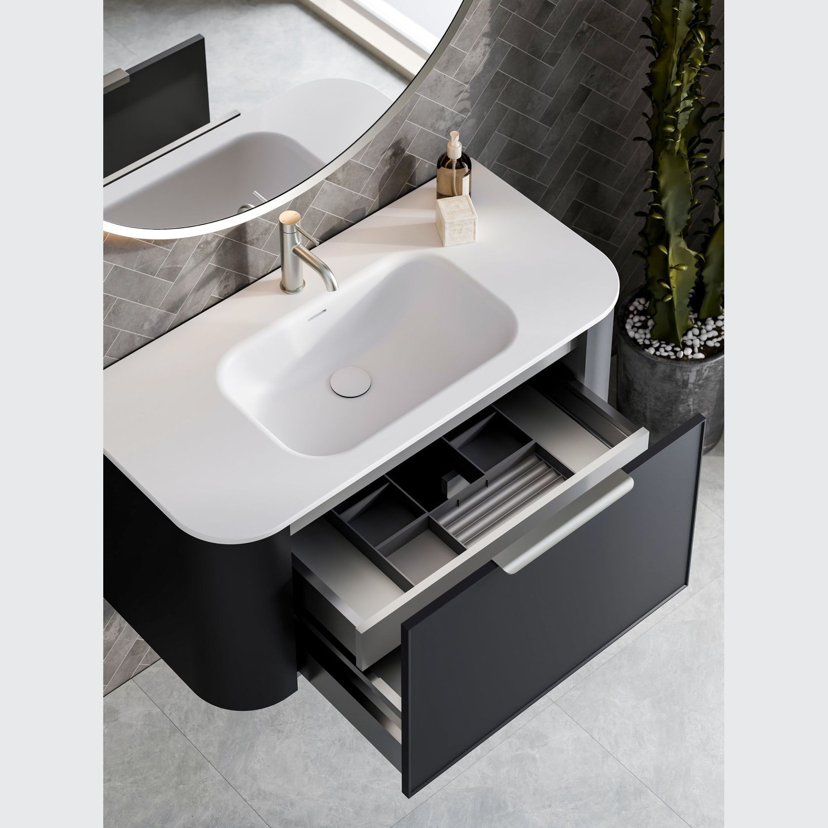 Nature 1000 Vanity | Inset Basin & Axel Drawer Front gallery detail image