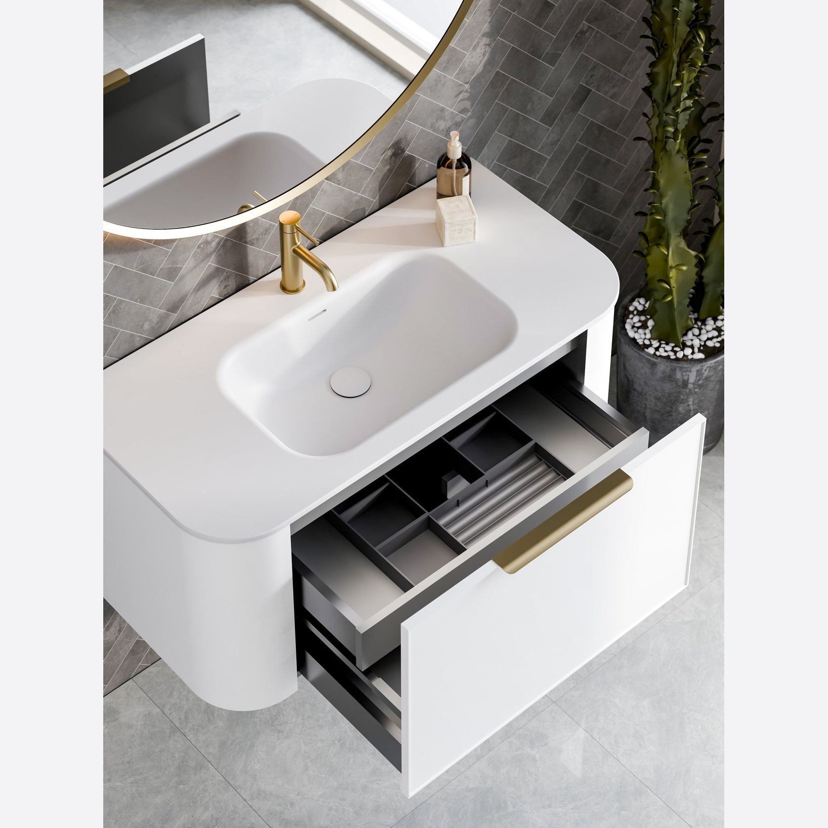 Nature 1000 Vanity | Inset Basin & Axel Drawer Front gallery detail image