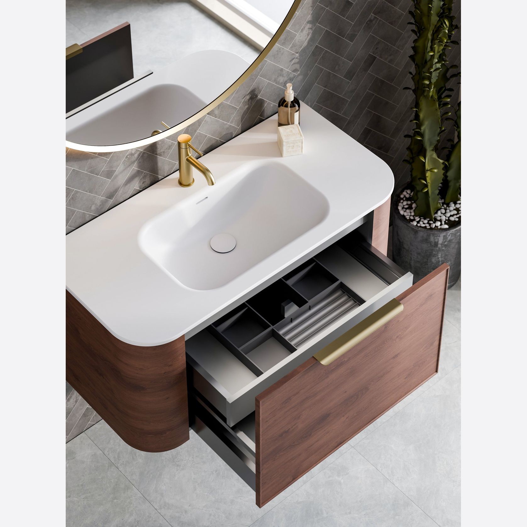 Nature 1000 Vanity | Inset Basin & Axel Drawer Front gallery detail image