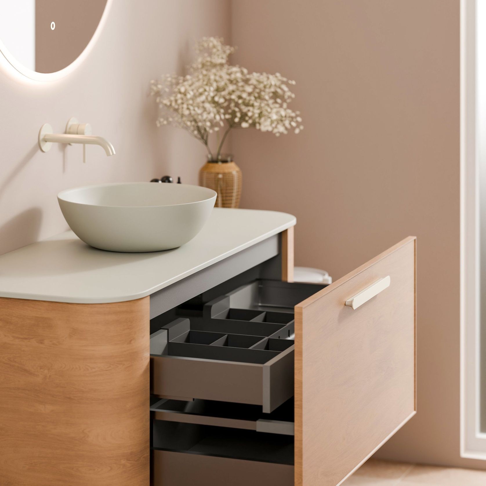 Nature 1200 Vanity | Inset Basin & Axel Drawer Front gallery detail image