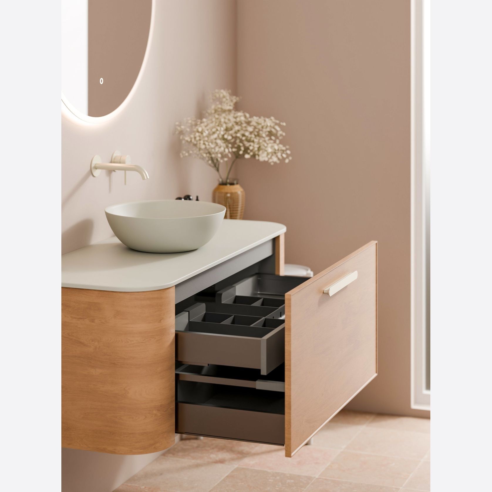 Nature 1200 Vanity | Inset Basin & Axel Drawer Front gallery detail image