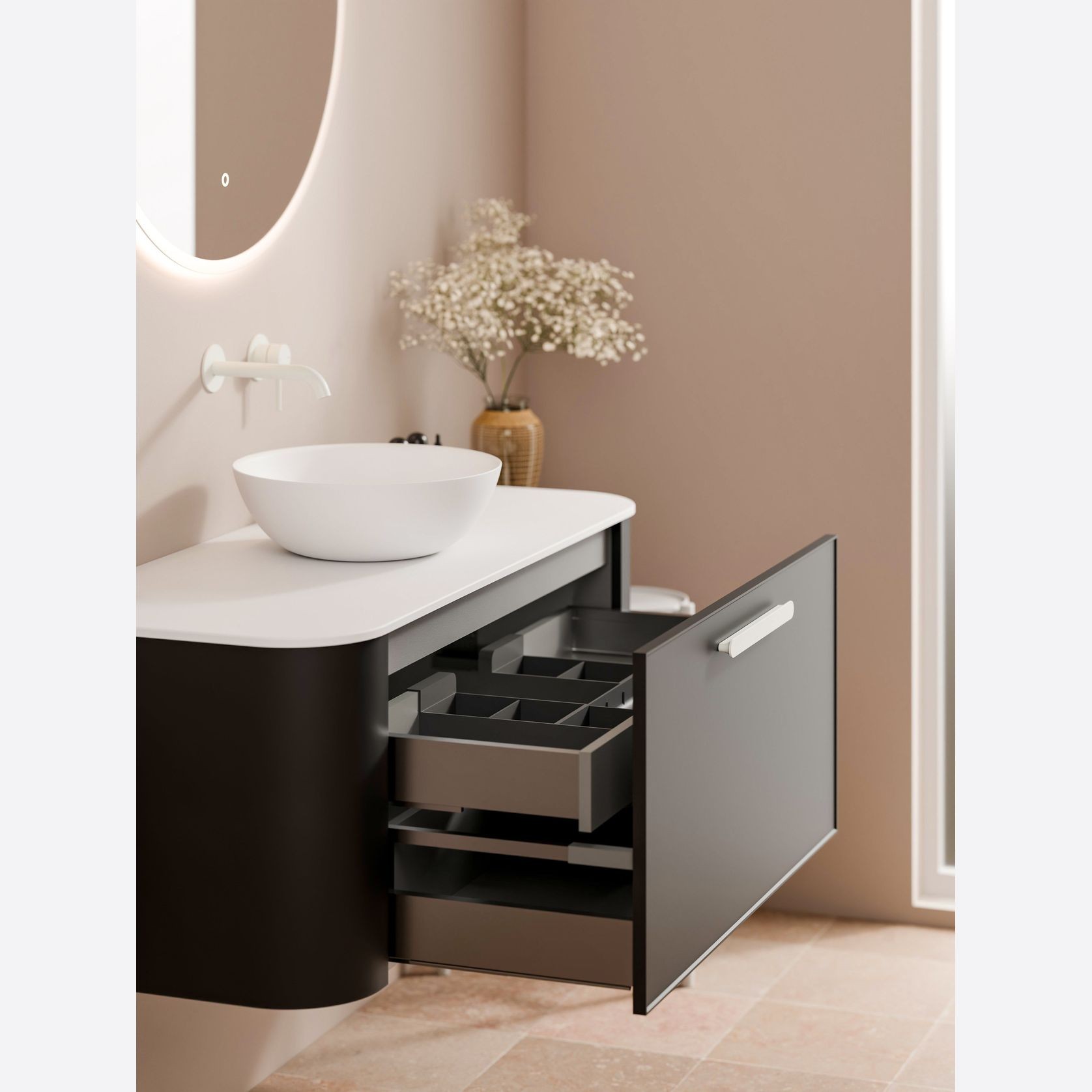 Nature 1200 Vanity | Inset Basin & Axel Drawer Front gallery detail image