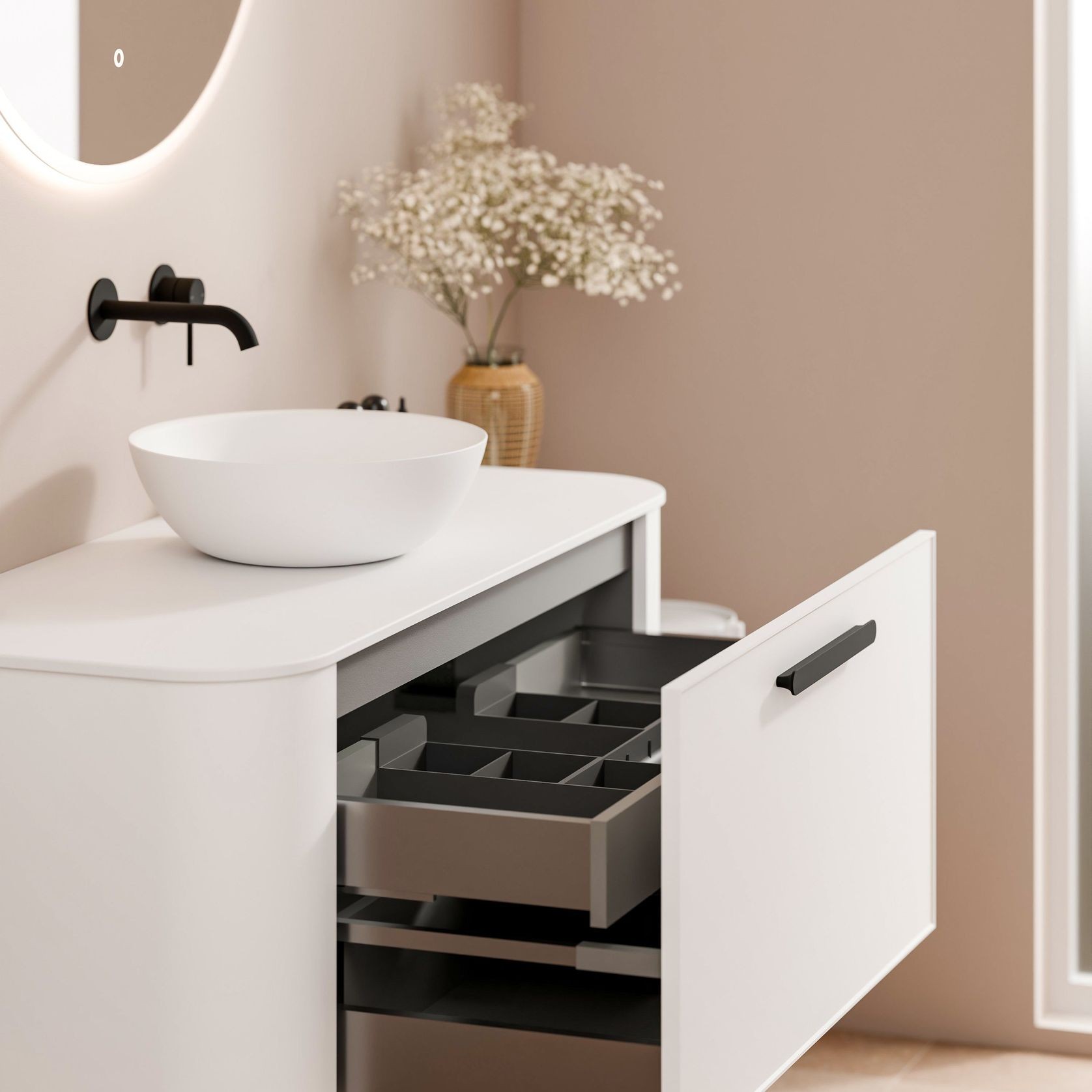 Nature 1200 Vanity | Inset Basin & Axel Drawer Front gallery detail image
