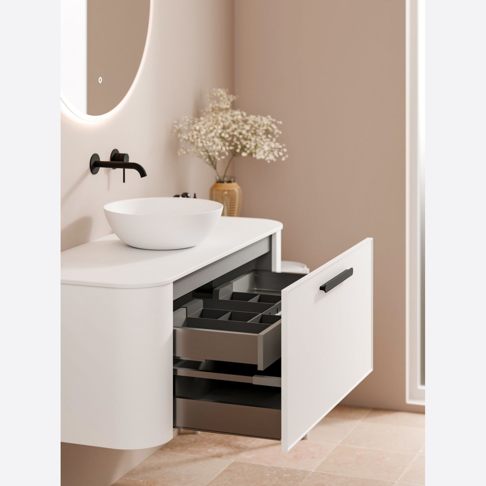 Nature 1200 Vanity | Inset Basin & Axel Drawer Front gallery detail image
