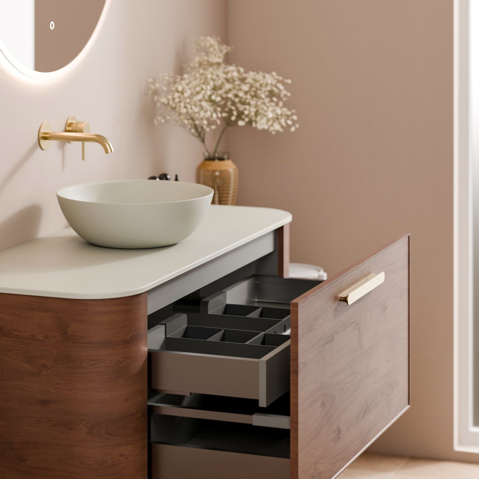 Nature 1200 Vanity | Inset Basin & Axel Drawer Front gallery detail image