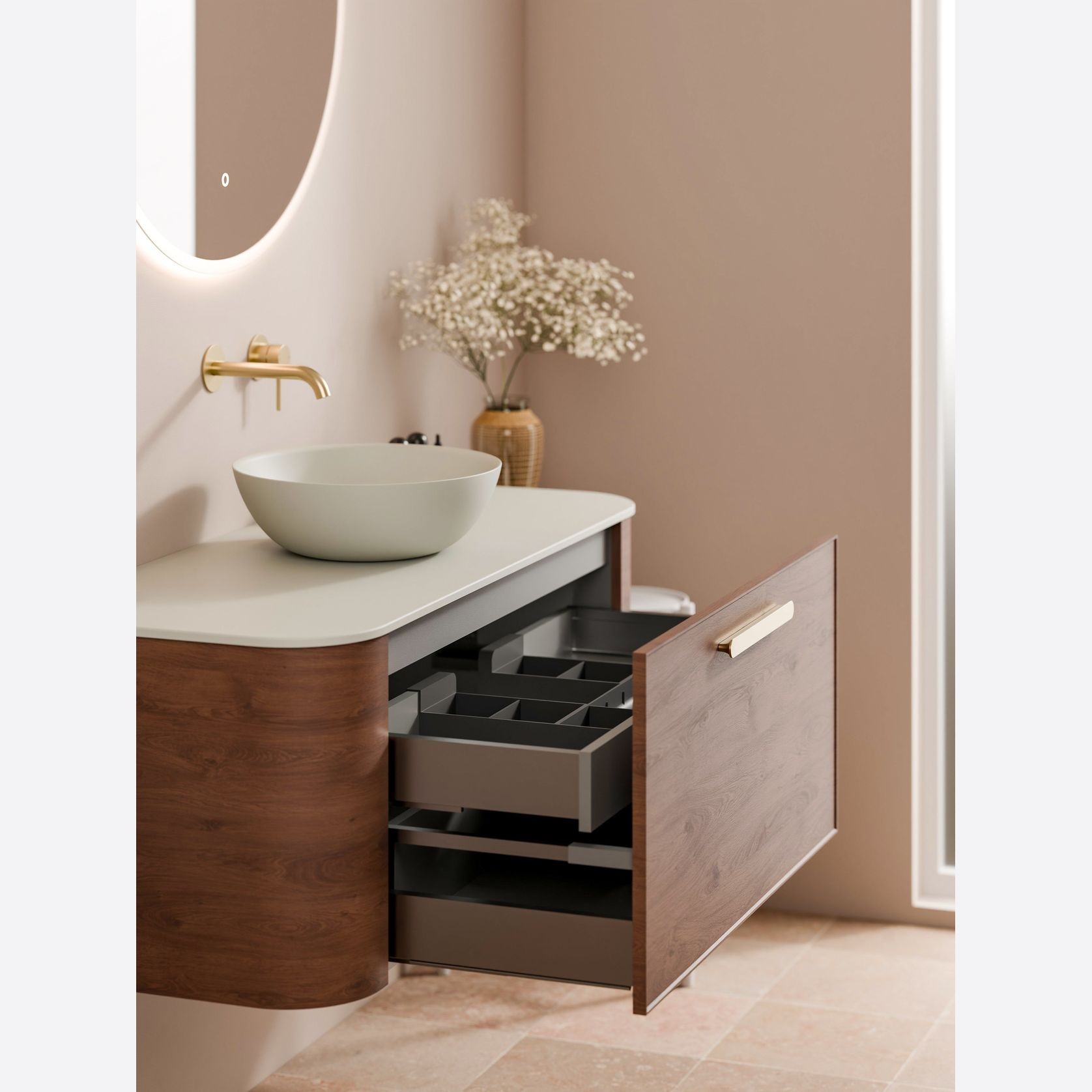 Nature 1200 Vanity | Inset Basin & Axel Drawer Front gallery detail image