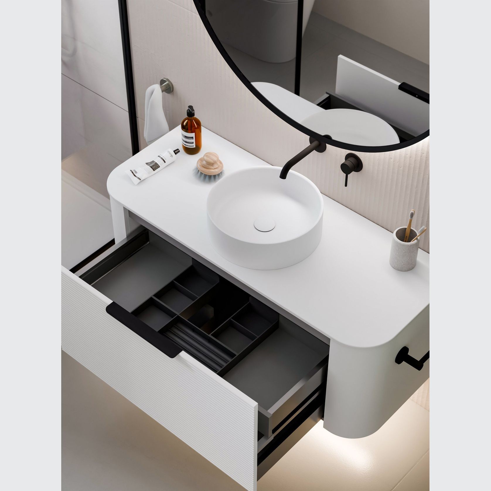 Nature 1200 Vanity | Inset Basin & Orchard Drawer Front gallery detail image