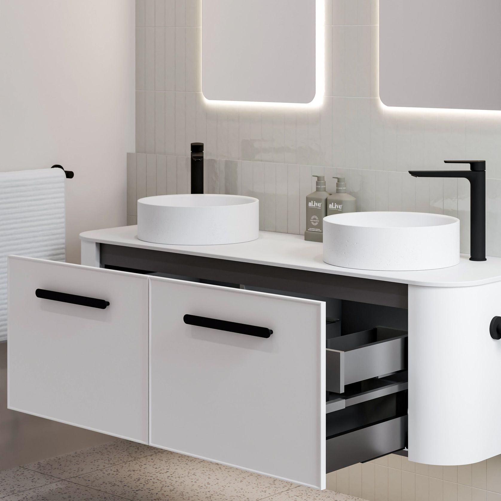 Nature 1500 Vanity | Double Inset Basin gallery detail image
